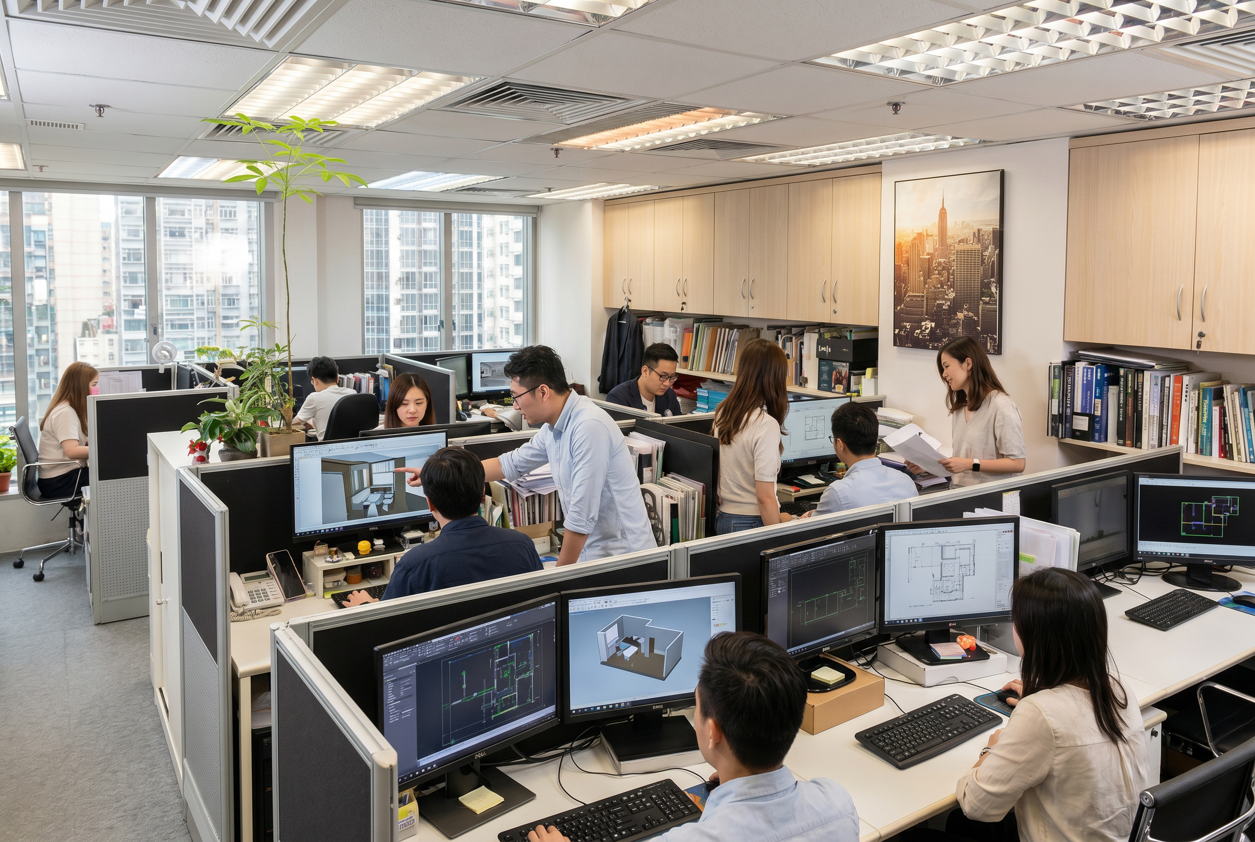 The Artwill studio in Wan Chai, designers and project managers at work across the open-plan office