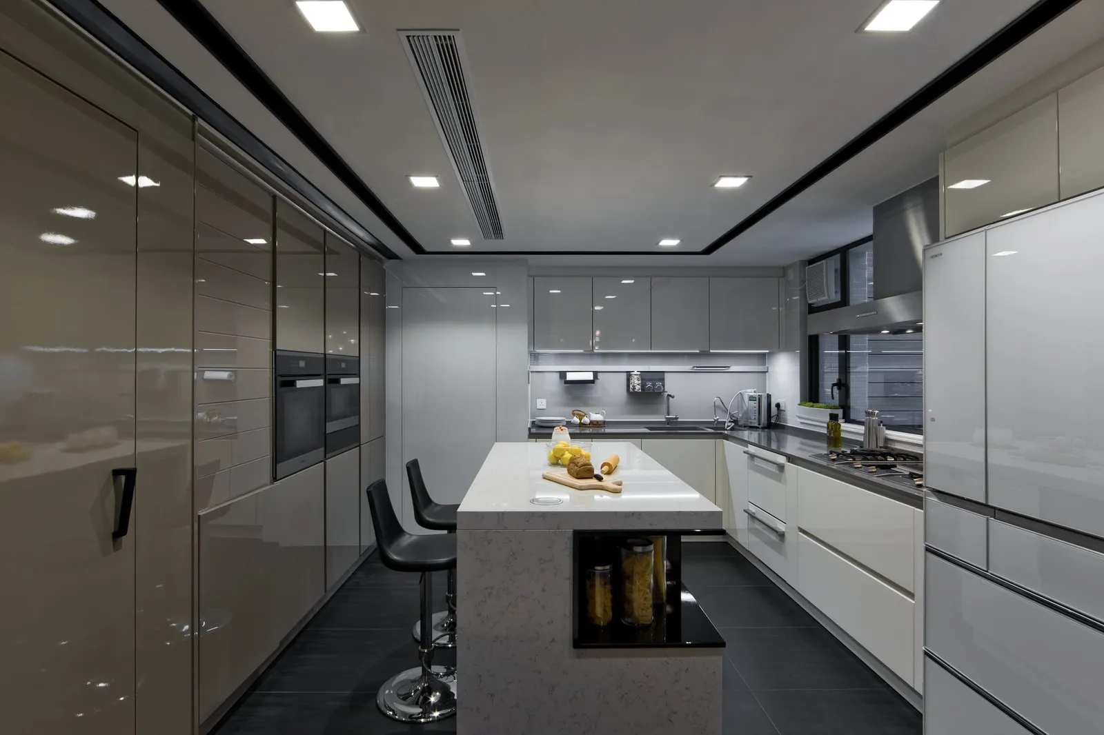 Custom kitchen cabinetry and worktop samples for a Hong Kong home