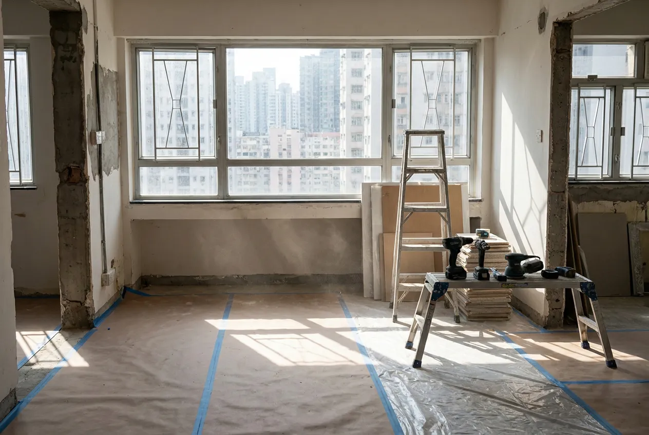 香港大廈寧靜走廊，帶出裝修噪音同工作時間嘅考量